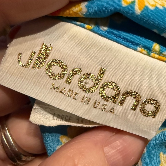 Vintage polyester‎ romper daisy print Floral Button-Up one piece shorts large - Picture 4 of 7